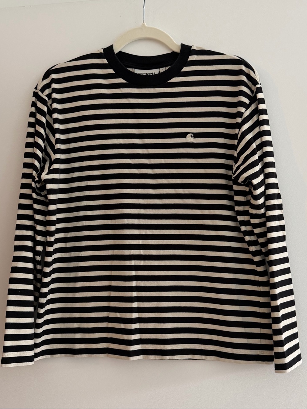 Carhartt WIP Black and White Striped Long Sleeve Tee Size S